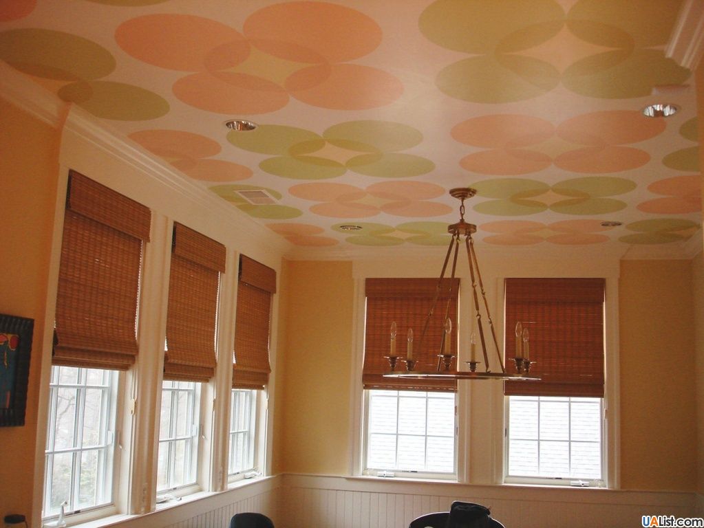 Выберите цветовую палитру для ретро-отделки потолка.